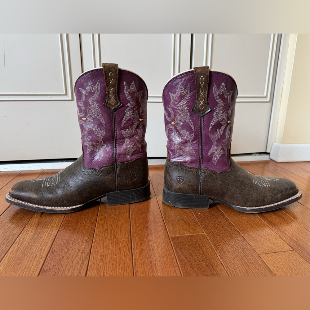 ARIAT GIRLS' TOMBSTONE WESTERN BOOTS - BROAD SQUARE TOE SIZE 5
